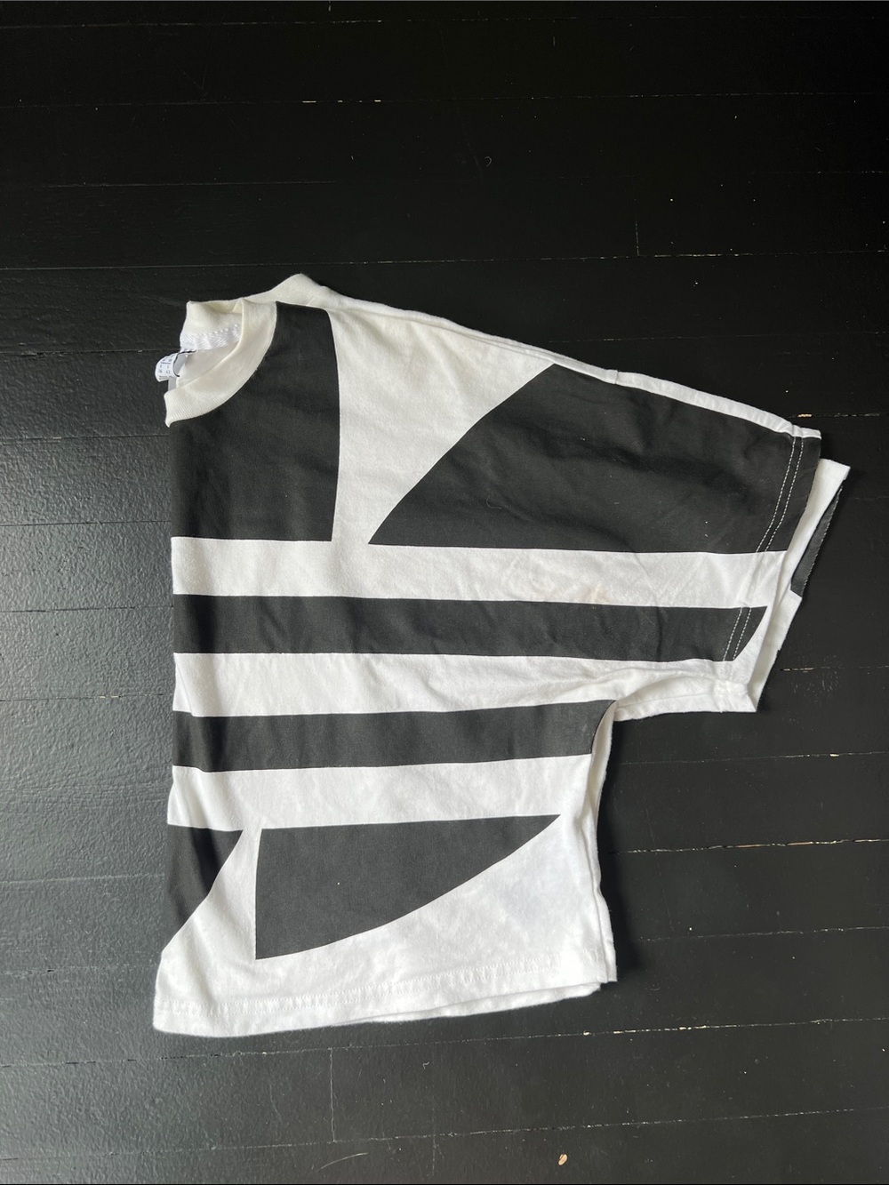 adidas Black and White Crewneck Graphic Crop Tee - Picture 4 of 4